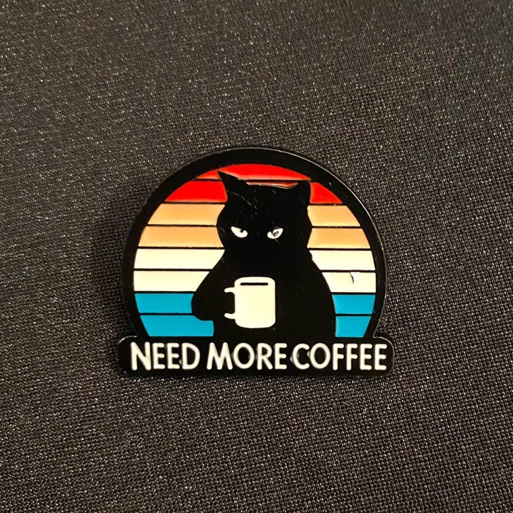 Caffeine-deprived cat enamel pin/magnet | We all feel this way sometimes